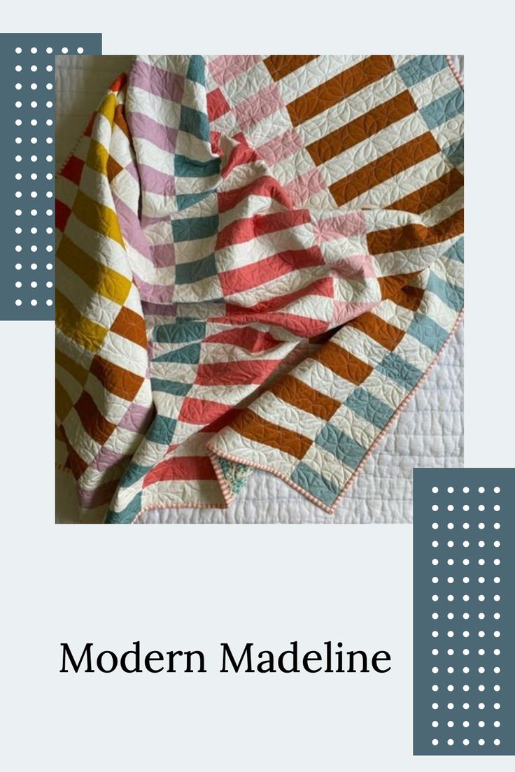 the cover of modern madeline quilts, featuring multicolored squares and dots