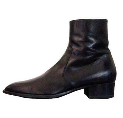 (eBay) Men's Real Leather Black Ankle Boots High Top Pointed Toe Stylish Shoes Fashion Point Toe Boots Outfit, Mens Heeled Boots, 70s Fashion Men, Stage Style, Chelsea Boots Men Outfit, Boots Men Outfit, Boots Outfit Men, Style Artist, Men In Heels