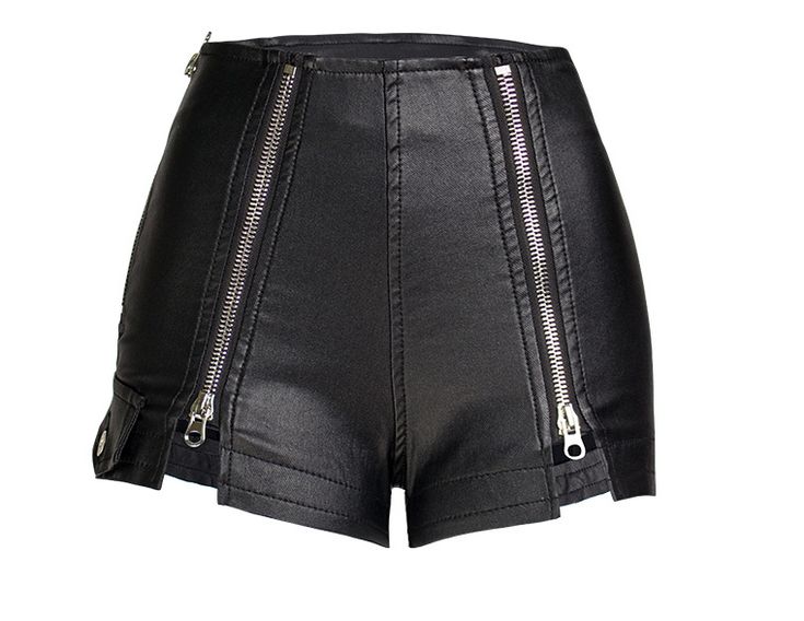 ?JMprobe Material:?Acetate Material:?Polyester Material:?PU  Gender:?WOMEN Fit Type:?Regular Age:?Ages 18-35 Years Old Style:?Casual Model Number:?J3288 Item Type:?Shorts Decoration:?Pockets Closure Type:?Zipper Fly Waist Type:?HIGH Material Composition:?other Pant Style:?Regular Pattern Type:?Solid Black Leather Shorts, Zipper Shorts, Leather Denim, Shorts For Women, Boots Fall, Leather Shorts, Stage Outfits, Casual Fits, Percy Jackson