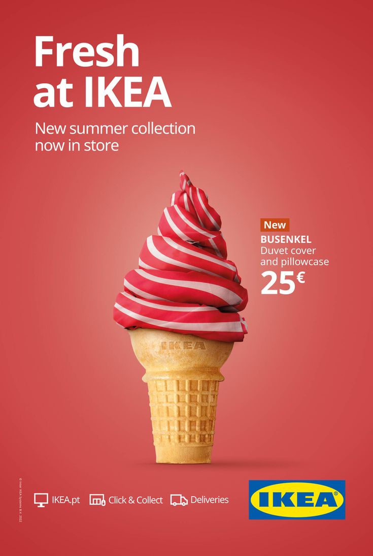 an ice cream cone with red and white stripes on it, against a red background