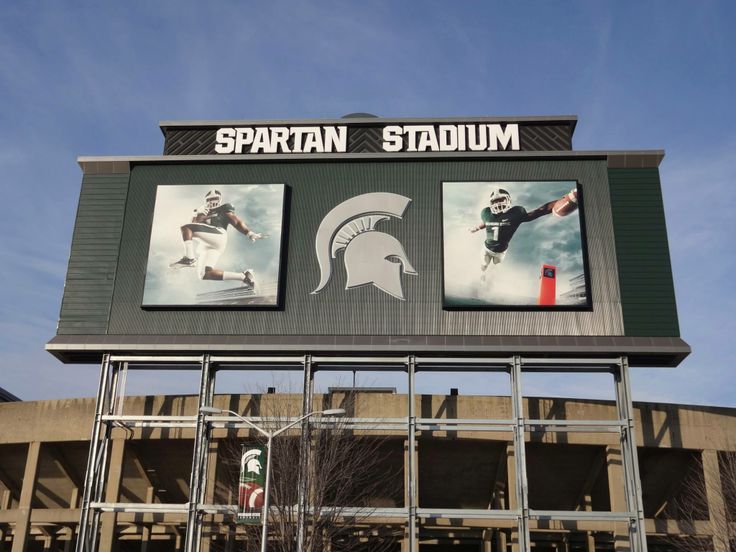 the spartan stadium sign is on display outside