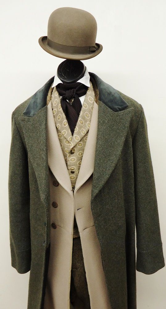 TC choice = 1860’s – 1870’s – P.A Suit w/ Overcoat 1860 Mens Fashion, 1860s Outfits, 1800s Outfits, 1800s Mens Fashion, Victorian Mens Fashion, Victorian Men, Mens Overcoat, American Men, 19th Century Fashion