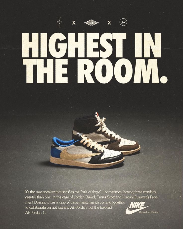 an advertisement for the nike high - top sneakers in the room