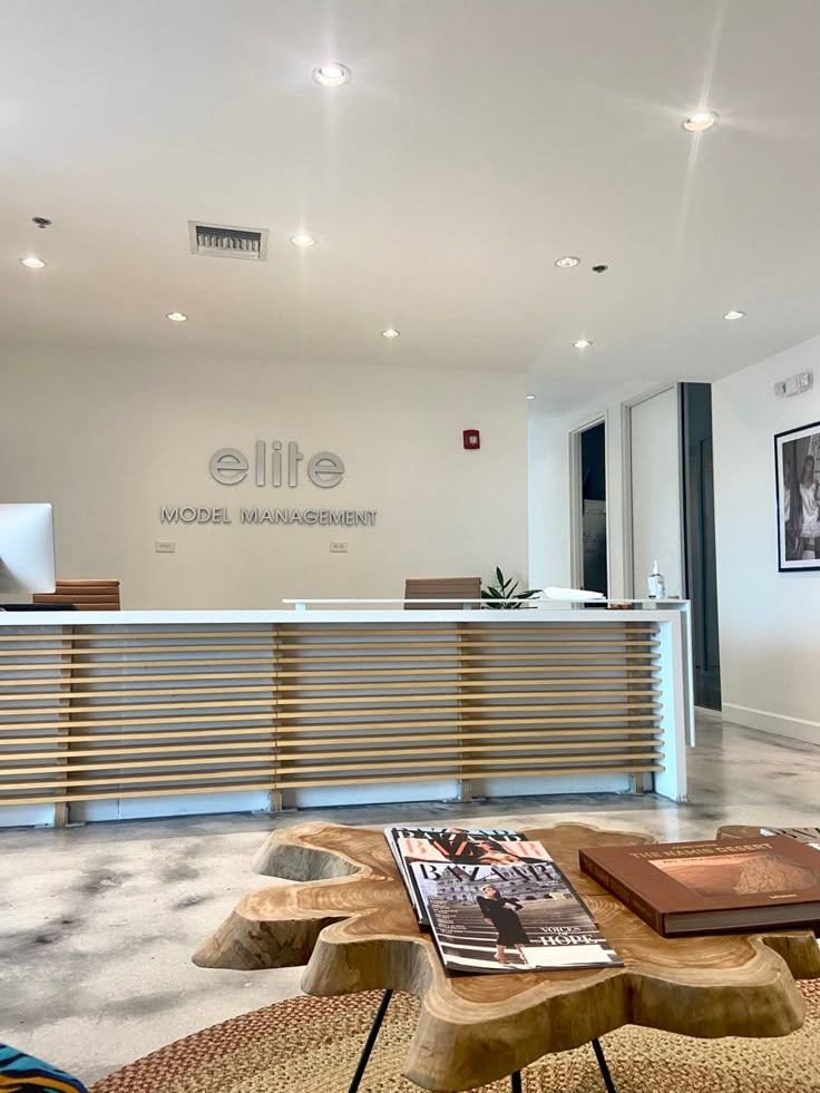 the reception area is clean and ready for guests to use it as an office space