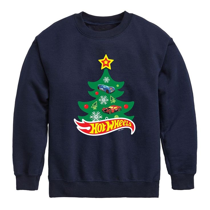 He'll stay warm and look cool in this Boys 8-20 Hot Wheels Christmas Tree Graphic Sweatshirt. HOT WHEELS™ and associated trademarks and trade dress are owned by, and used under license from, Mattel. ©2022 Mattel. He'll stay warm and look cool in this Boys 8-20 Hot Wheels Christmas Tree Graphic Sweatshirt. HOT WHEELS™ and associated trademarks and trade dress are owned by, and used under license from, Mattel. ©2022 Mattel. Crewneck Long sleeve Graphic on chest Fleece constructionFABRIC & CARE Cot Hot Wheels Christmas Tree, Dress Up For Boys, Christmas Trees For Kids, Christmas Tree Dress, Christmas Tree Graphic, Tree Dress, Tree Graphic, Look Cool, Kids Christmas