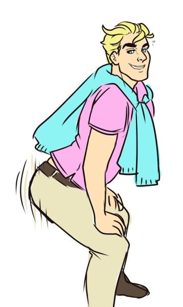 a man in pink shirt and khaki pants