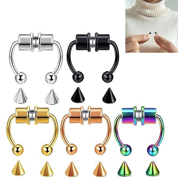 four pairs of piercings with different colors