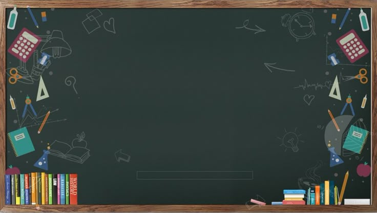 a blackboard with school supplies on it