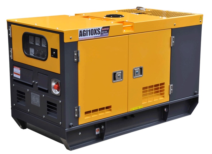 the yellow and black generator is on display