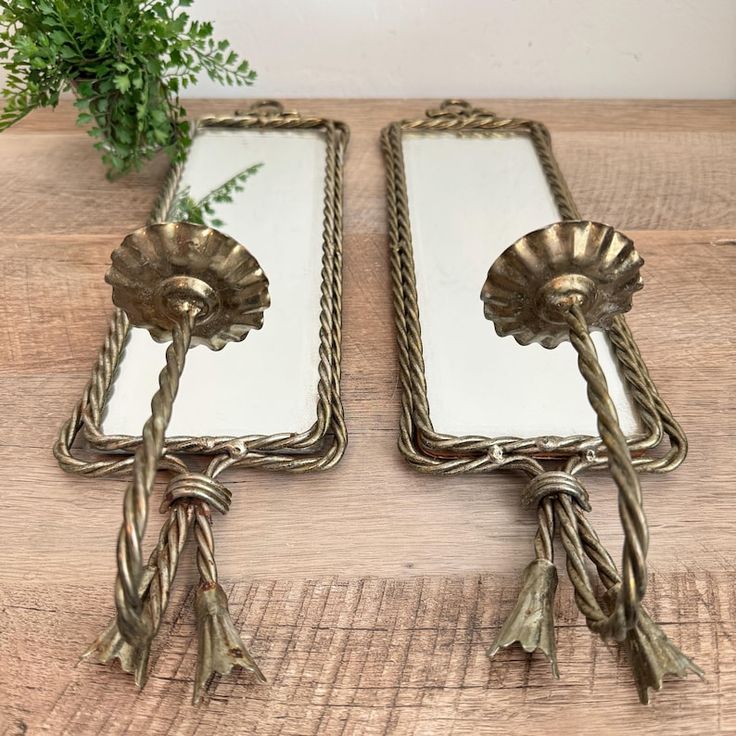 Mid-century Candle Sconces Brass Tone Twisted Metal Rope and Tassel Mirrored Candle Sconces Candle Holders Wall Decor Vintage - Etsy Candle Holders Wall, Sconces Candle, Candle Holders Wall Decor, Wall Decor Vintage, Candle Mirror, Twisted Metal, Wall Candle Holders, Room Walls, Tucson Az