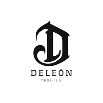 the logo for deleon tequila, which has been designed in black and white with an elegant