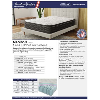 the madison mattress is shown in this ad