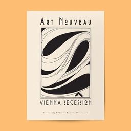 an art nouveau book with black and white swirls on the cover, against a yellow background