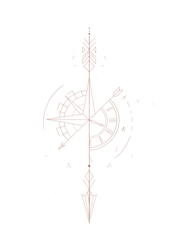 a drawing of a compass on a white background with arrows pointing in the opposite direction