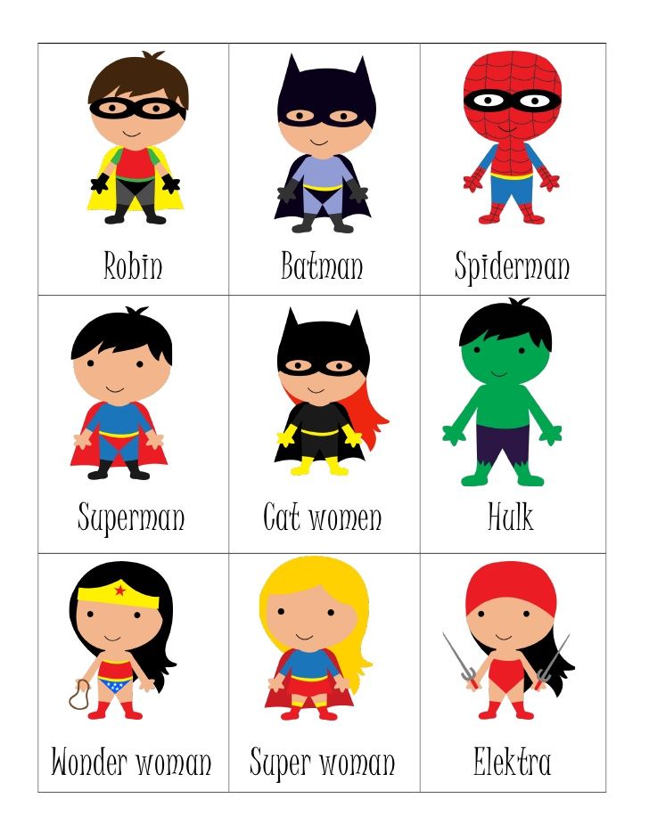 an image of superheros and their names