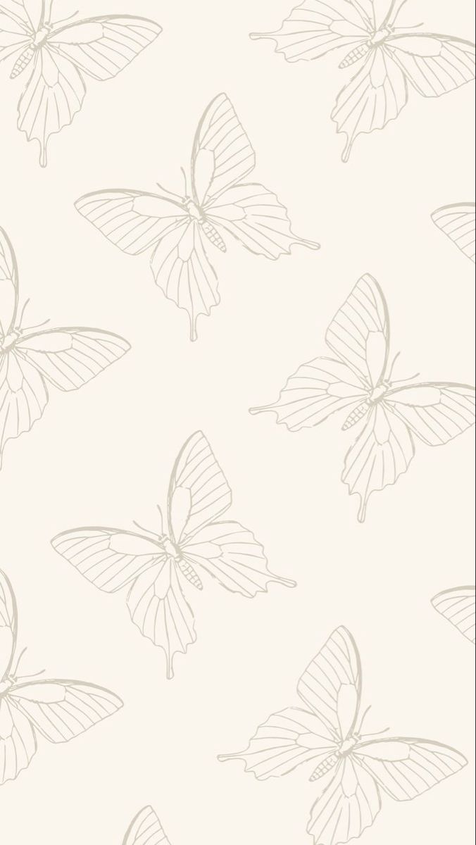 a white wallpaper with butterflies on it