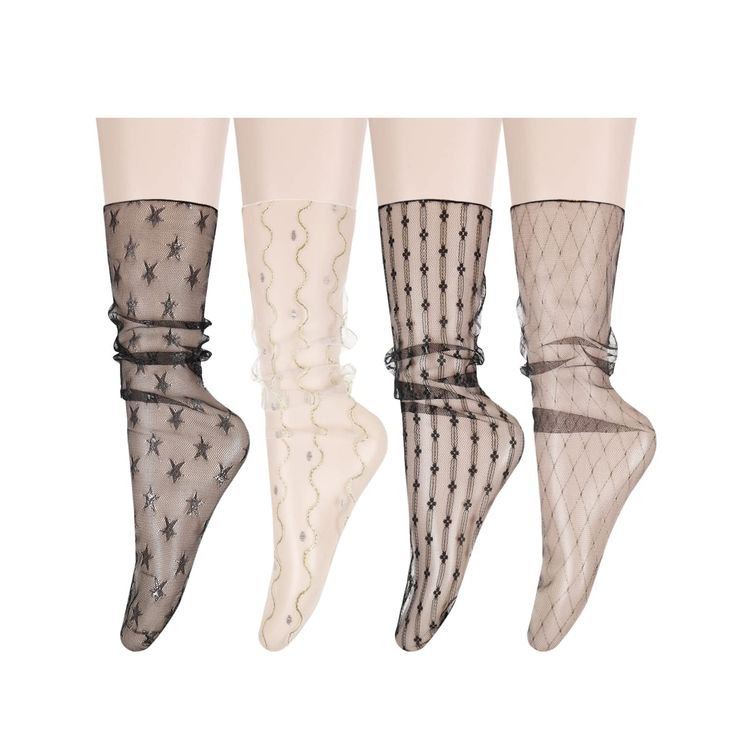 PRICES MAY VARY. ❥【Size & Package】 Medium Size. The sheer lace mesh socks have little strechy due to the material. One size but they are heeless slouch socks, and long enough, suitable for most women and girls wear. ❥【Pretty Novelty Slouch socks】Pretty decorated sheer slouch socks are stylish, fashion and beautiful, which can make you elegant and sexy. With a bow and a lace line, the cute ultra thin lace sheer slouch socks are more adorable and novelty. The creative design will let you get lots Sheer Socks With Heels, Tulle Socks, Loose Socks, Pretty Socks, Slouch Socks, Mesh Socks, Socks Cute, Sheer Socks, Female Friends