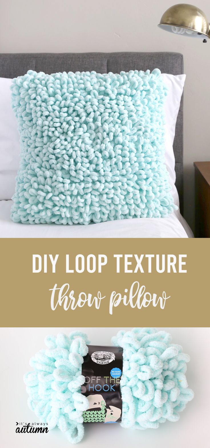 the diy loop texture throw pillow is shown with text overlay that reads, diy loop texture throw pillow