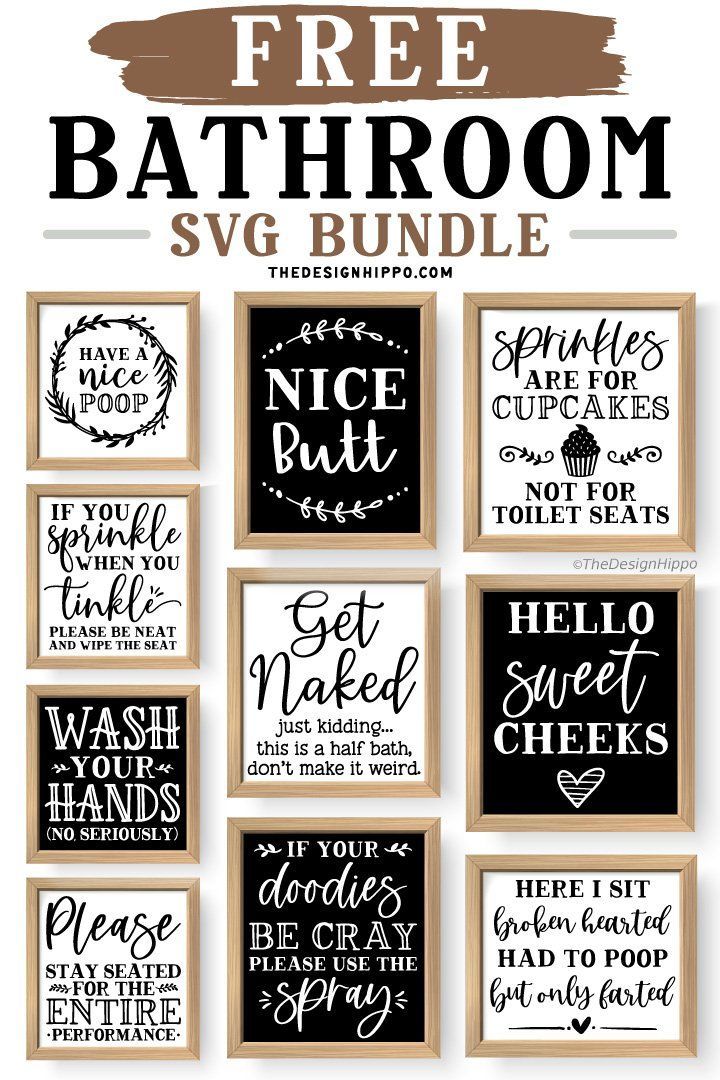 bathroom wall art printables with the words free bathroom svg bundle