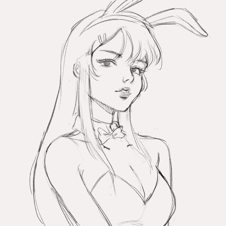 a drawing of a woman with bunny ears