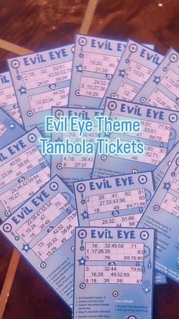 the evil eye theme tickets are on display