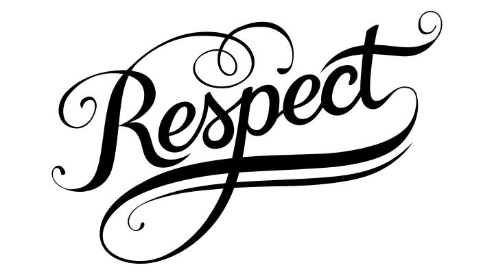 the word respect is written in cursive writing