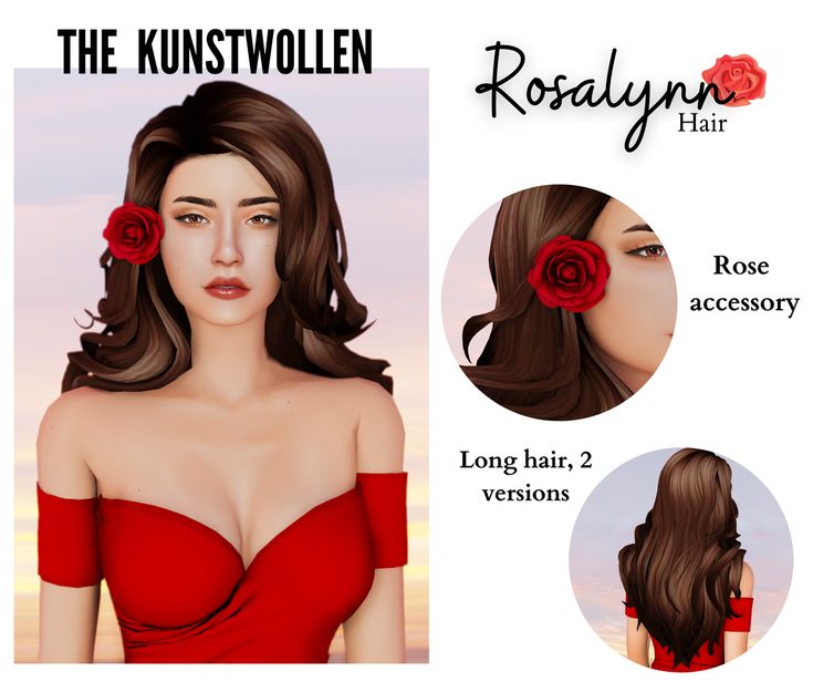 an image of a woman with long hair and roses in her hair for the konstwollen hair