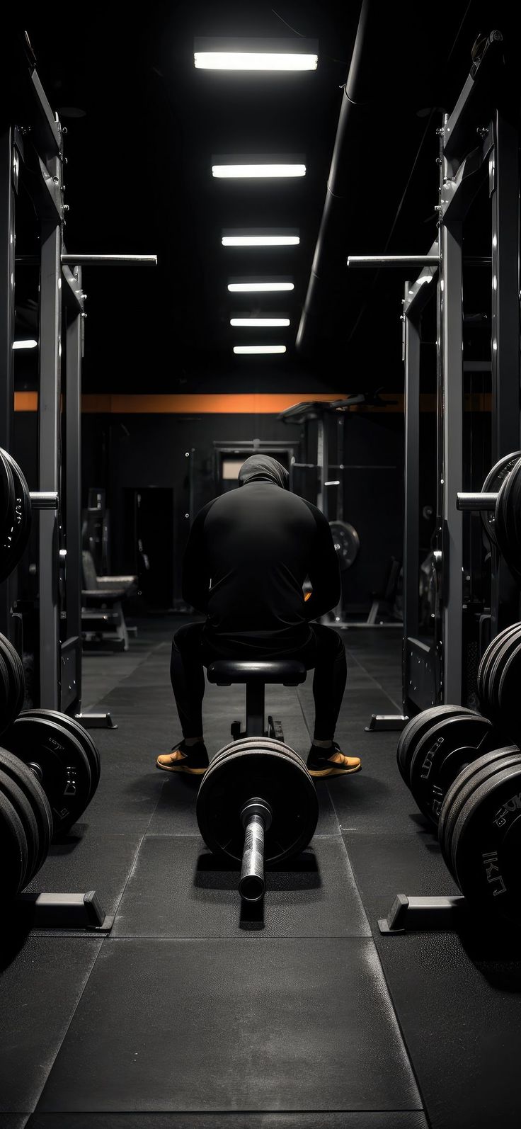 a man is squatting down in the gym