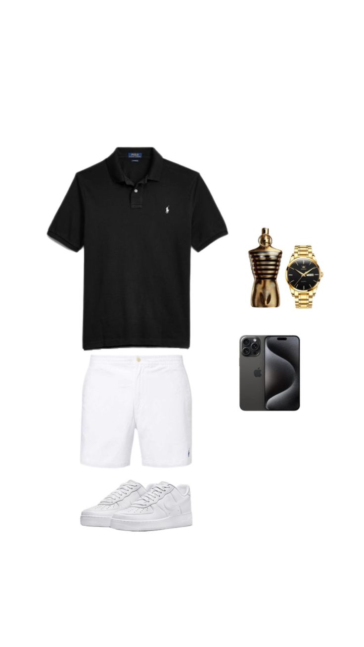 Men’s summer outfit | Men’s outfit | Summer outfit | JPG | Watch | Black Ralph Lauren Polo | White Ralph Lauren shorts | Shorts | Polo | AirForce1 | iPhone 15 Pro Max #summer #summeroutfit Ralph Lauren Men Outfit, Black Polo Outfit, Airforce 1 Outfit, Polo Outfit Men, Polo Ralph Lauren Outfits, Men's Summer Outfit, Polo Outfit, Drip Outfit Men, Classy Outfits Men