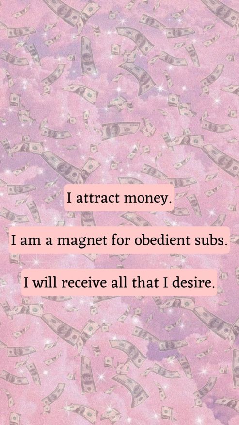 a pink background with money on it and the words i attract money i am a magnet for