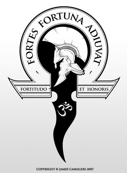 the logo for fortes fortuna adjut, featuring an image of a woman's head