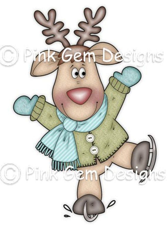 a cartoon reindeer with a scarf and mittens on it's head is dancing