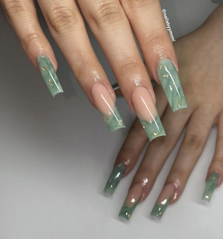 Jade Nails Designs, Nail Art Step By Step, Art Step By Step, Jade Nails, Green Acrylic Nails, Simple Acrylic Nails, Dope Nail Designs, Long Acrylic Nails Coffin, Unique Acrylic Nails