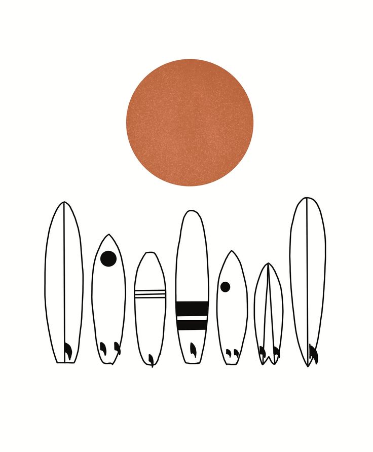 an image of a group of surfboards lined up in the same row on a white background