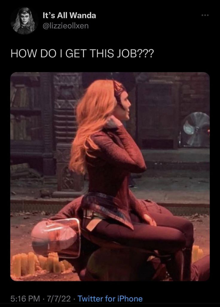 a woman sitting on top of a chair in front of a building with the caption, how do i get this job?