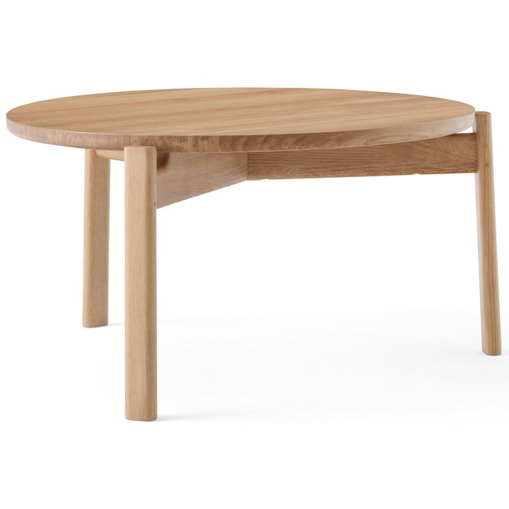 an oval wooden table with two legs and a circular top, on a white background