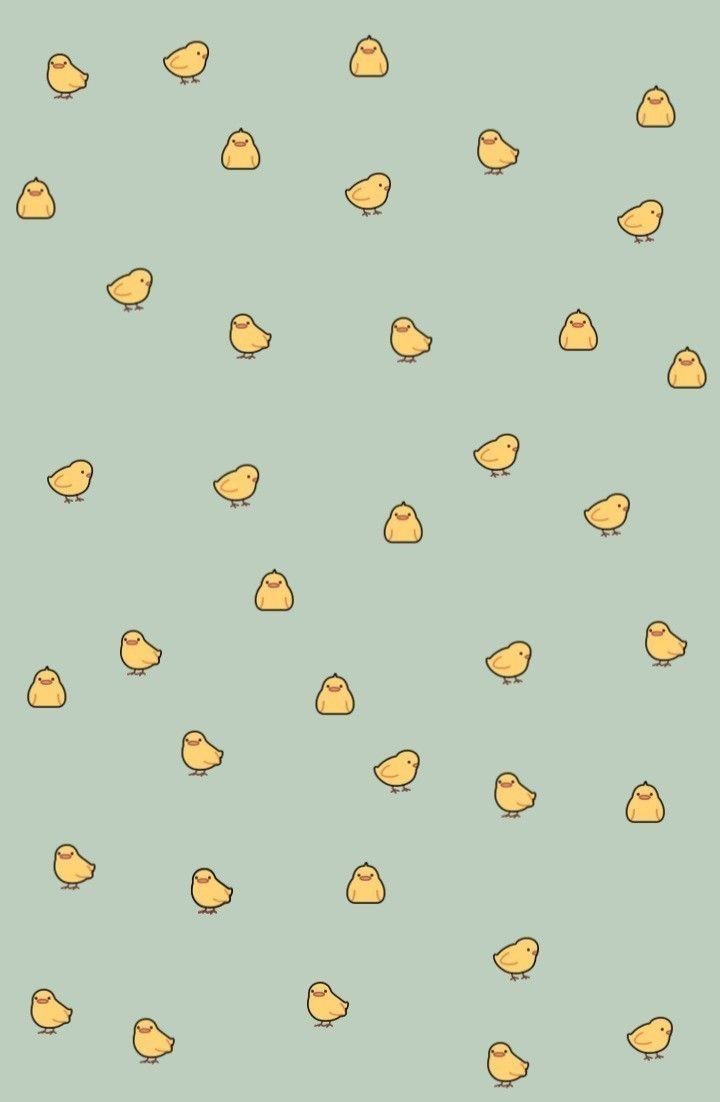 small yellow birds on a light blue background