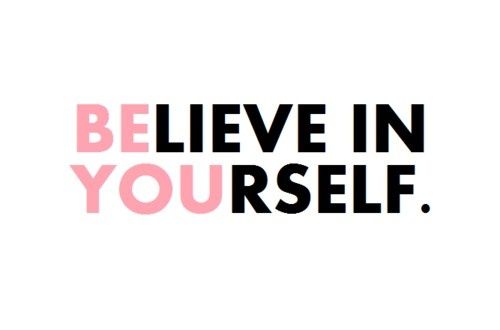 the words believe in yourself are shown on a white background with pink and black letters