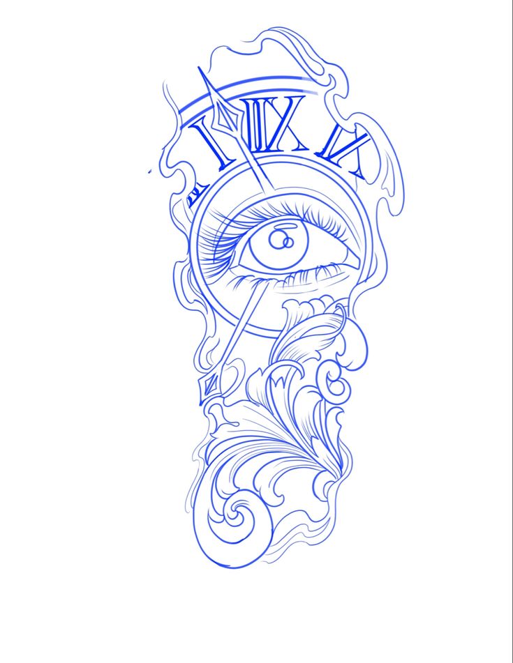 a drawing of an eye with the word time on it