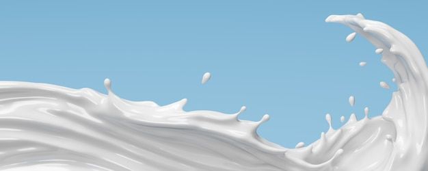 milk splashing in the air on a blue background