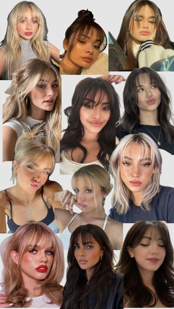 Wispy bangs Wispy Fringe Bangs, Bottleneck Bangs, Blowout Haircut, Fringe Styles, Bangs Tutorial, Cute Simple Hairstyles, Blowout Hair, Heatless Hairstyles