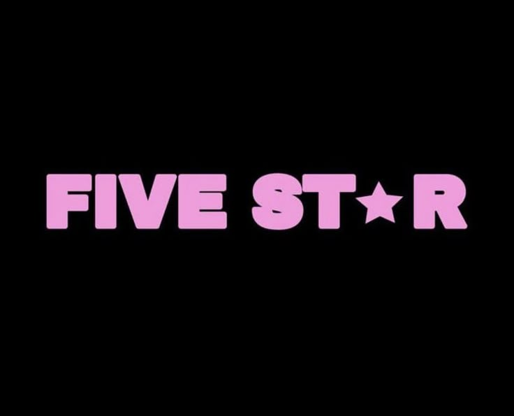 the five star logo in pink on a black background