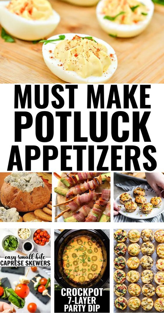 the cover of must make potluck appetizers, with pictures of different foods