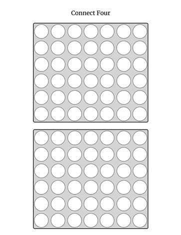 two squares that have circles on them and the words connect four are shown in white