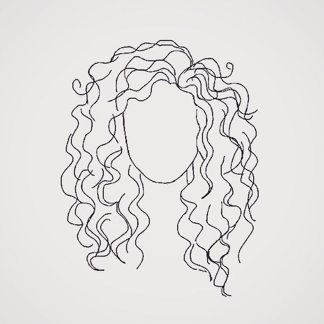 a drawing of a woman's head with curly hair