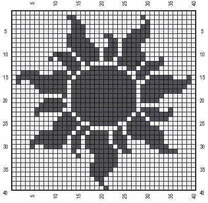 a cross stitch pattern with black and white flowers