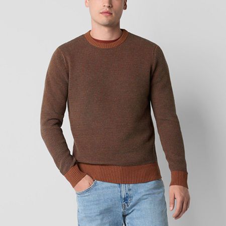 The minimalist design of this mutual weave men's long-sleeve pullover sweater makes it a versatile piece for layering during the cold months. It's made from a soft cotton-blend for a regular-fit with a classic crew neckline. Wear it with jeans and a vest. Closure Type: Pullover HeadFit: Regular FitNeckline: Crew NeckSleeve Length: Long SleeveApparel Length: 27 Inches - FrontFiber Content: 60% Cotton, 40% PolyesterCare: Machine Wash, Tumble DryCountry of Origin: Imported Sweater Brown, Large Sweaters, Small Sweater, Long Sleeve Pullover Sweater, Brown Sweater, Sweater Making, Mens Crew Neck, Long Sleeve Pullover, Pullover Sweater