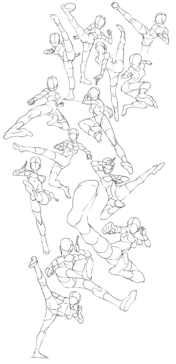 a line drawing of people doing different poses