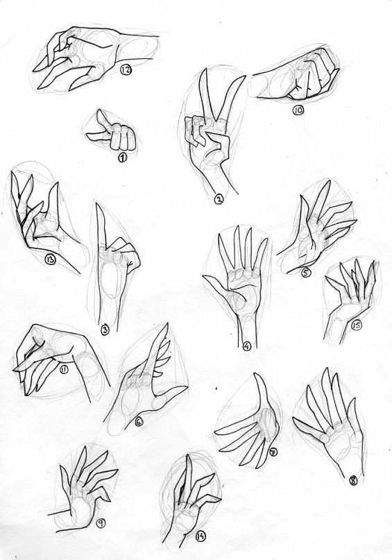 some drawings of hands and fingers with different shapes, sizes, and colors on them