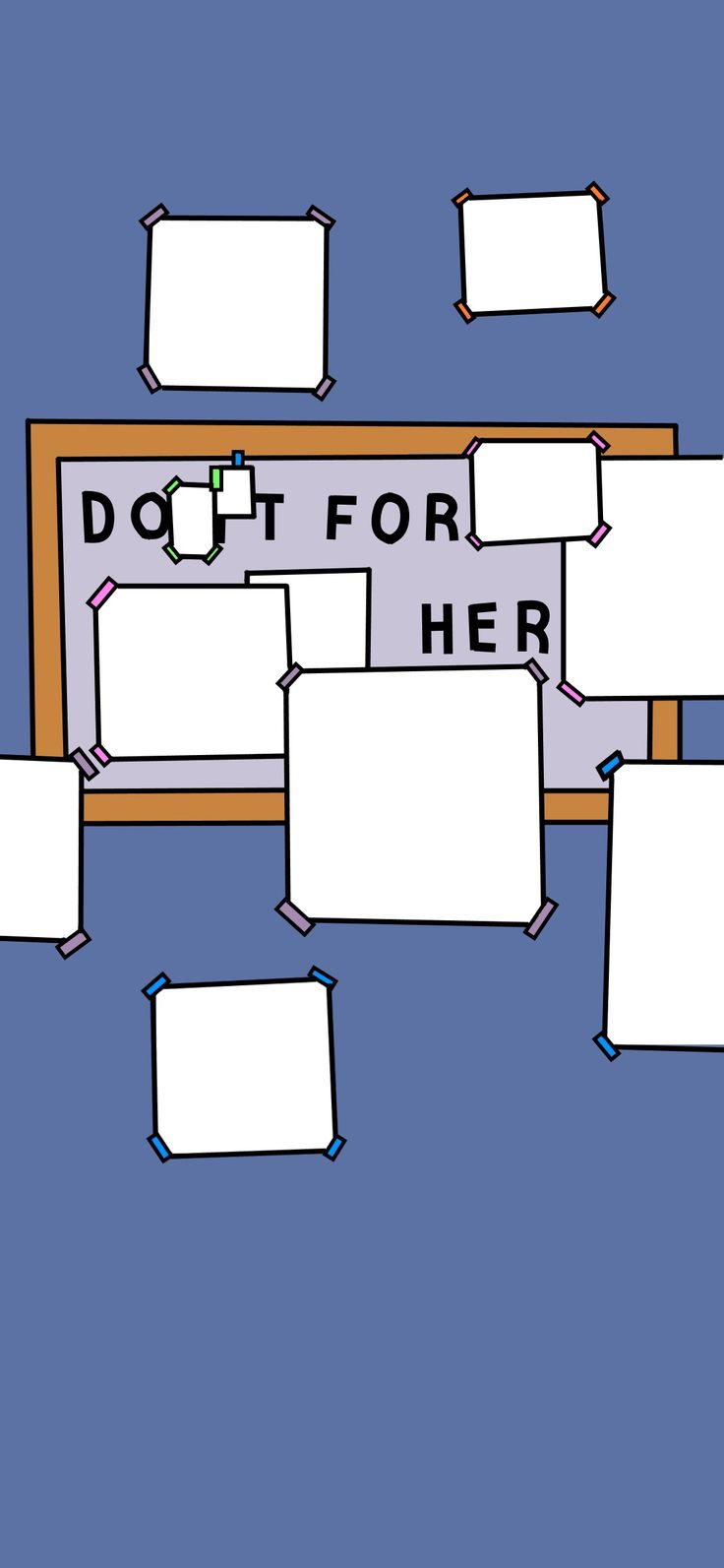 a bunch of cut out signs hanging on a wall with some words above them that say do it for her